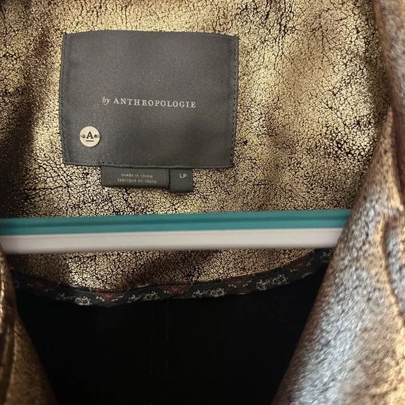 Anthropologie Gold Leather Motorcycle Jacket - Picture 7 of 13